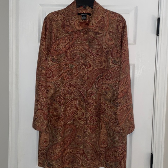 Madison Studio Sz 8 Jacquard, Silk-Lined Coat- Gorgeous Detail - Picture 4 of 6